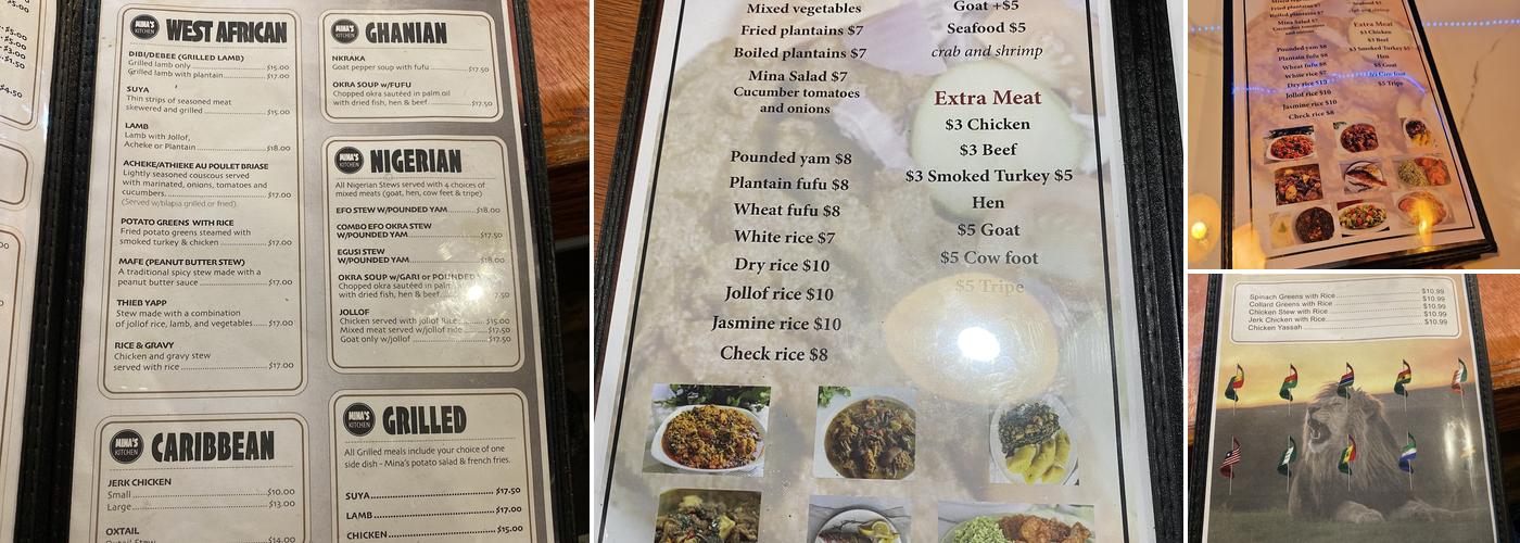 Minas Kitchen Menu