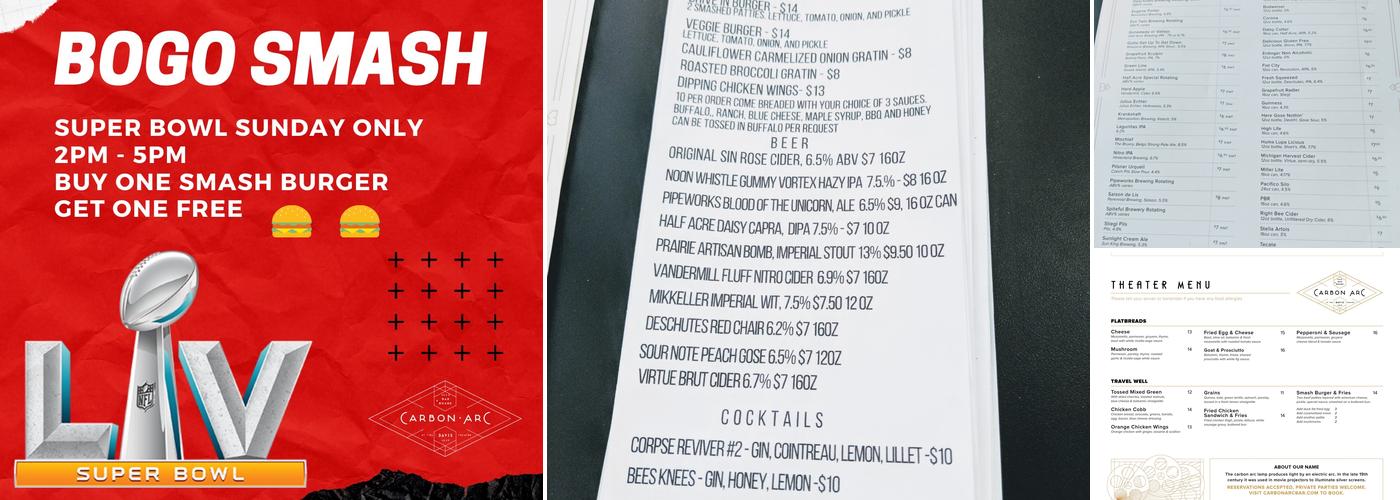 Carbon Arc Bar & Board Menu