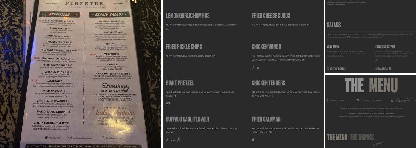 Fireside Restaurant & Lounge Menu