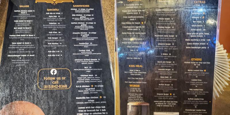 Pub 13 Menu