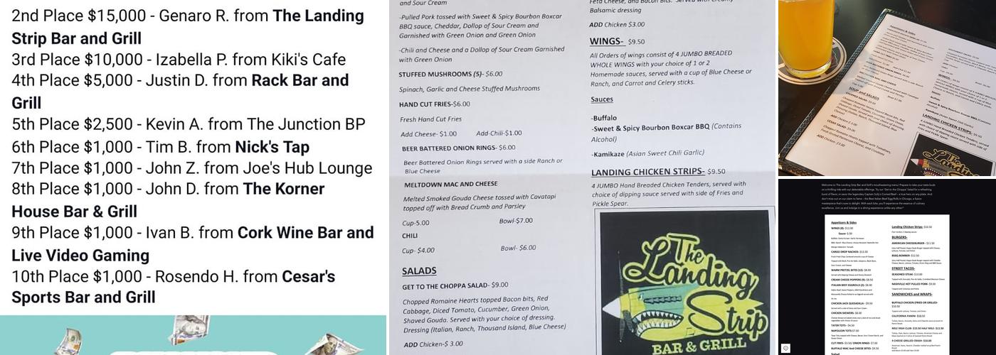 The Landing Strip Bar and Grill Menu