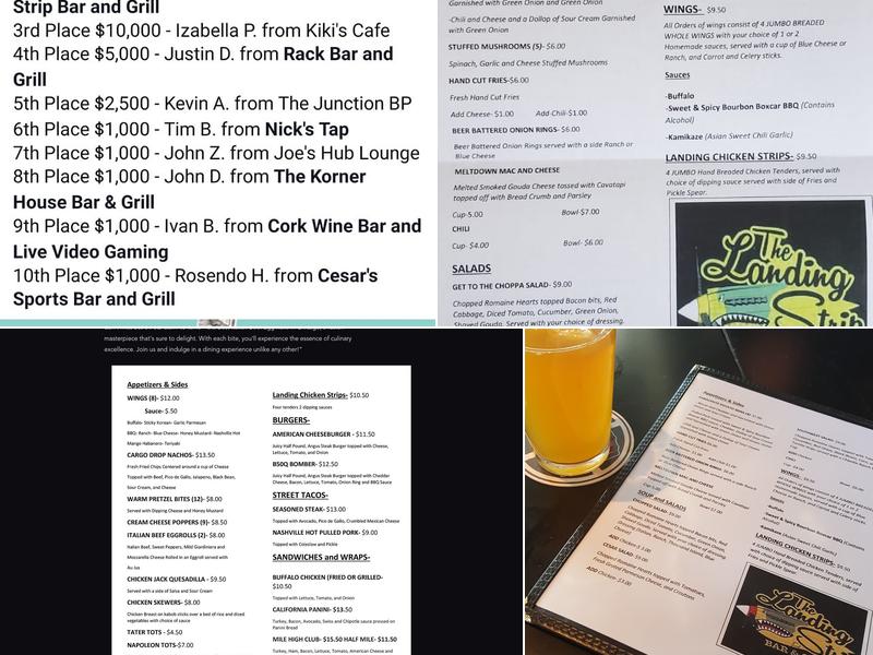 The Landing Strip Bar and Grill Menu