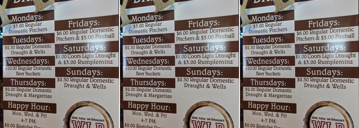 Win, Lose, or Draught Menu