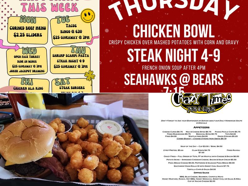 Crazy Times Pub & Grub Menu