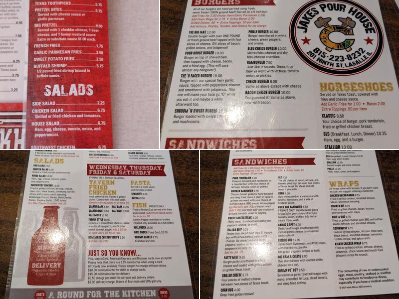 Jake's Pourhouse Menu