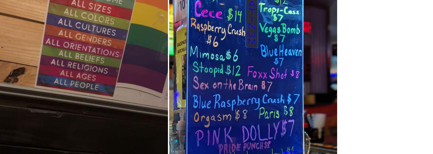 PRIDE bar + lounge Menu