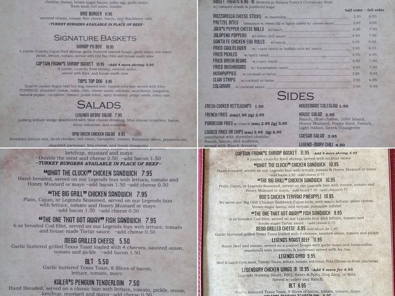 Legends Southside Bar & Grill Menu