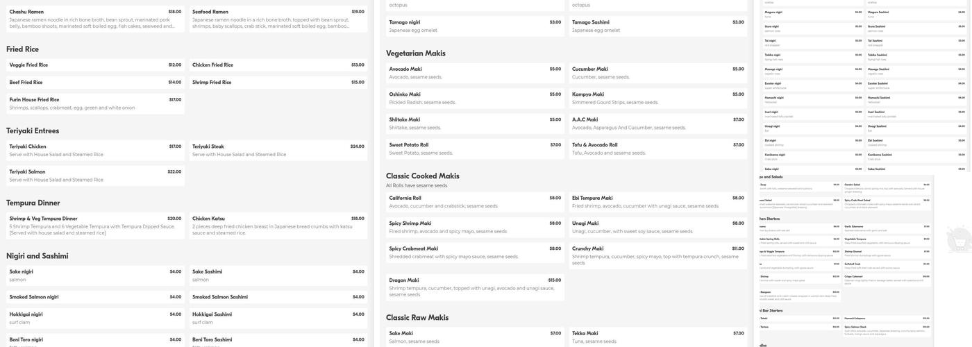 Furin Japanese Restaurant & Bar Menu