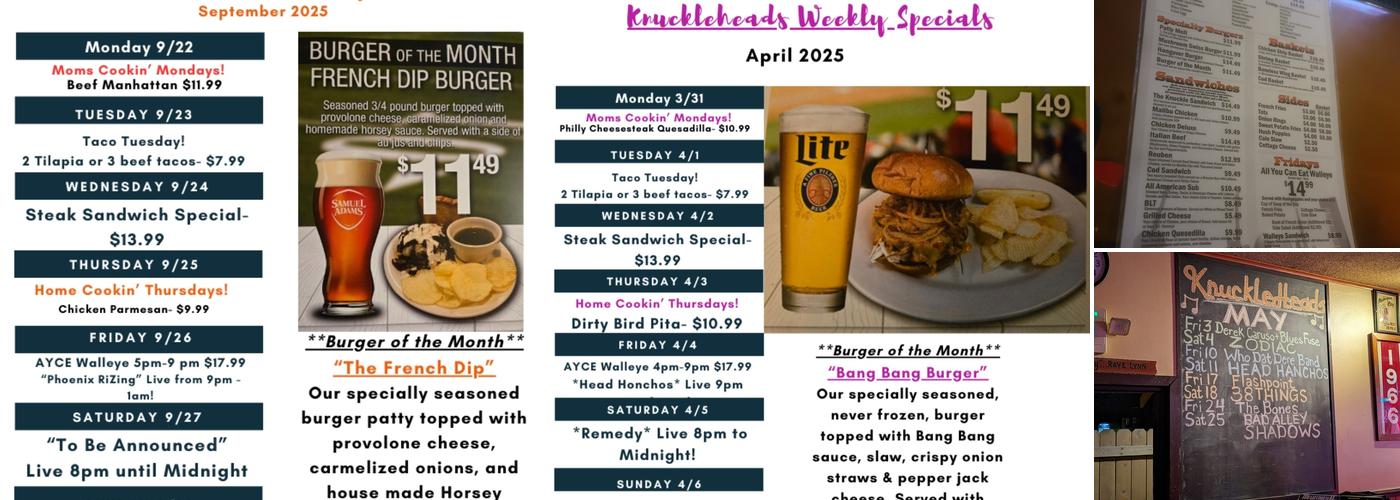 Knuckleheads Sports Bar-Grill Menu