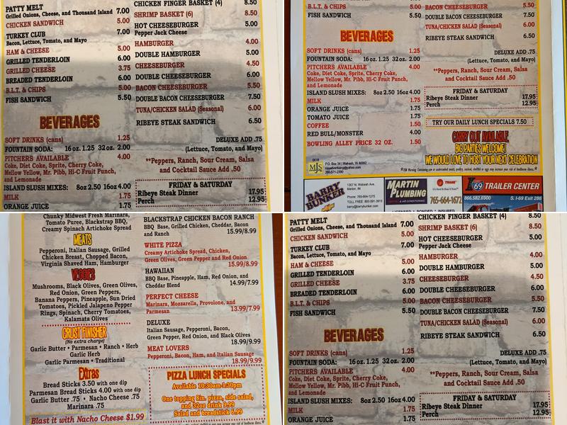 PC Brick Oven Pizza Menu