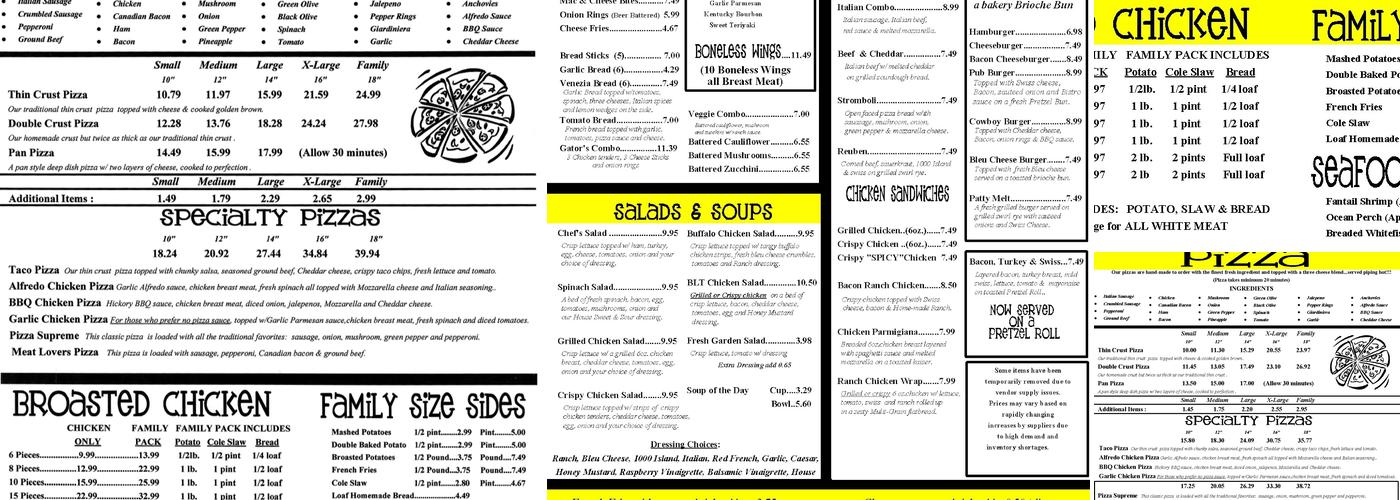 Gators Bar & Grill Menu