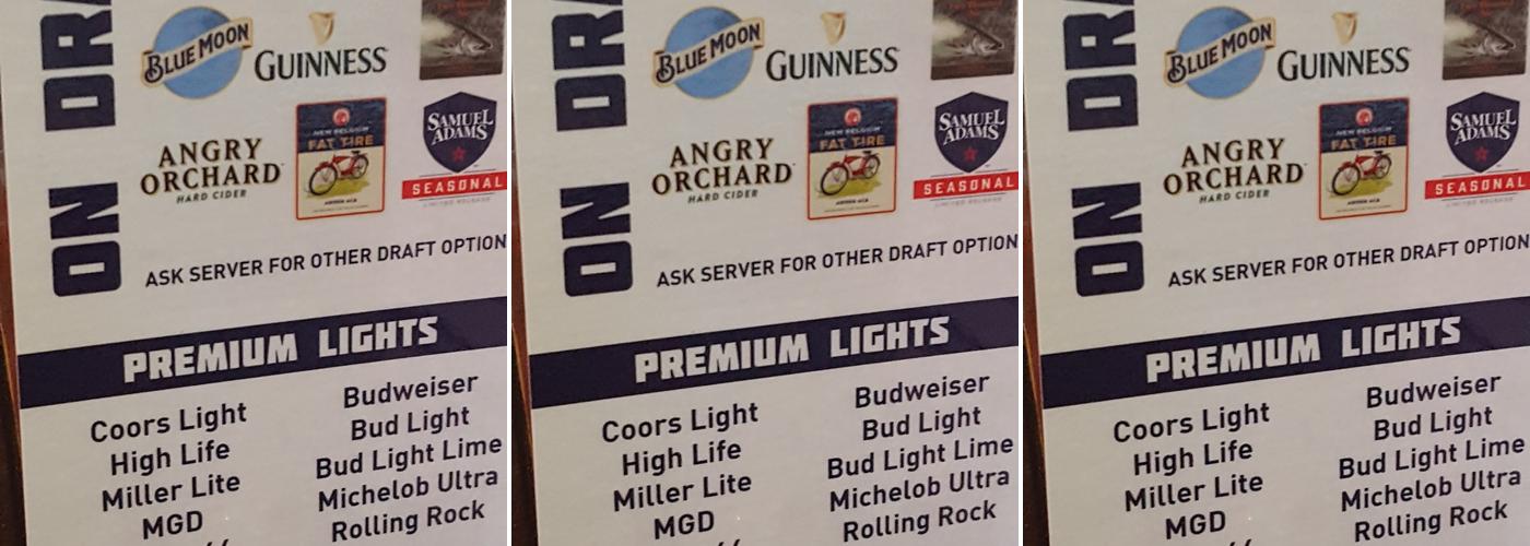 Buddy & Pal's Place Menu