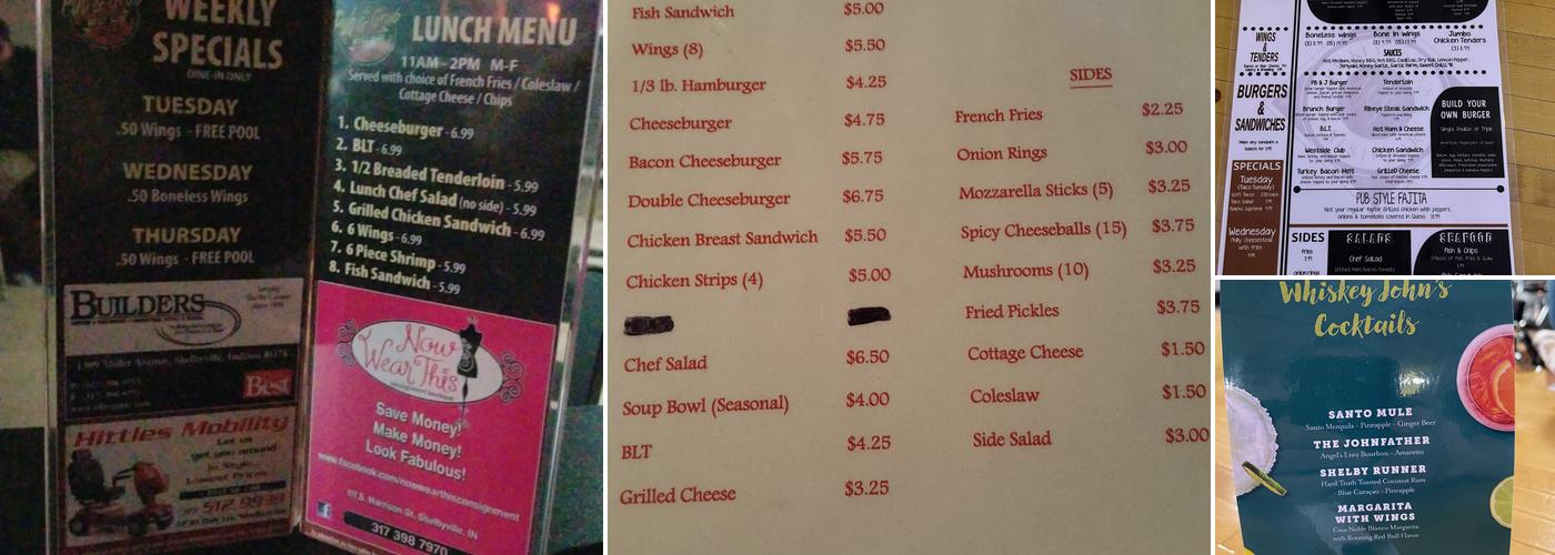 Whiskey John’s RestoBar Menu