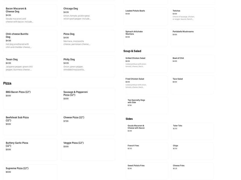 Legends Sports Bar Menu