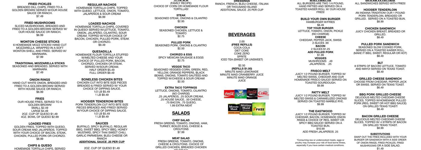 The Roscommon Pub & Grub Menu