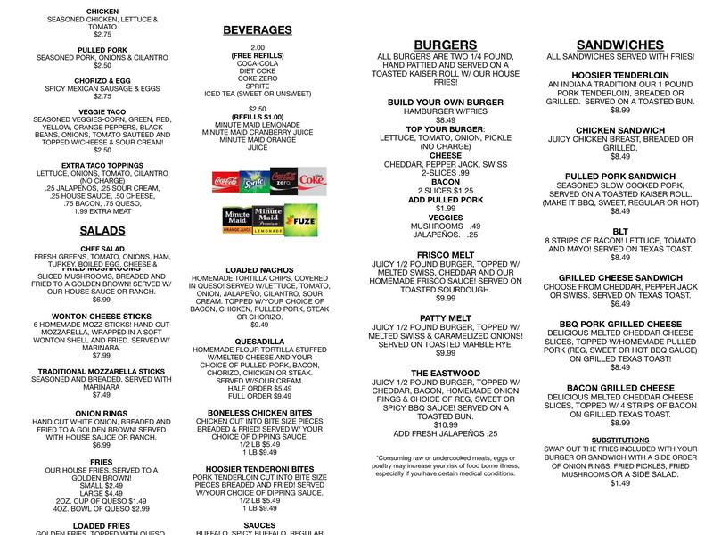 The Roscommon Pub & Grub Menu