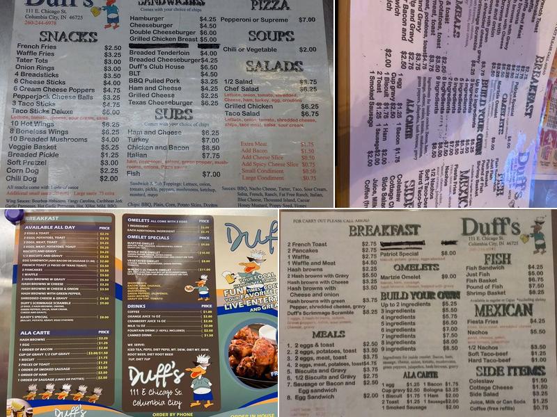 Duff's Menu