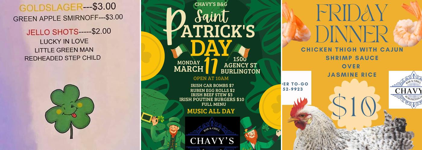 Chavy’s Bar & Grill Menu