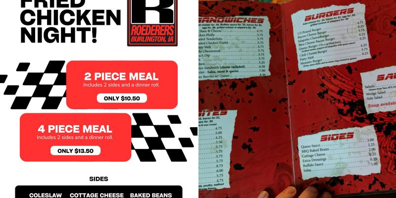 Roederer's Pit Stop Menu