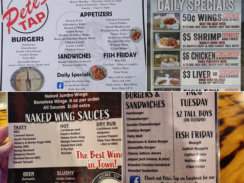 Pete's Tap Menu