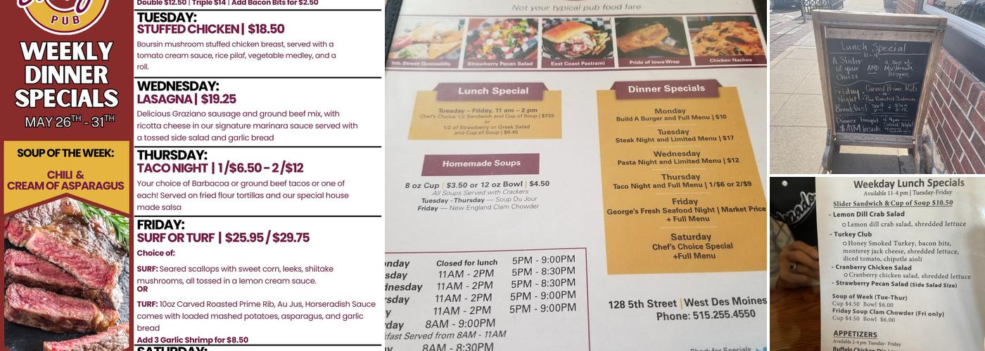 G Mig's 5th Street Pub Menu