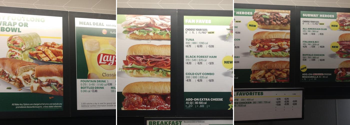 Subway Menu