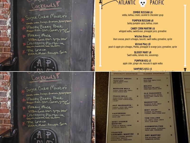 Atlantic & Pacific Pub Menu