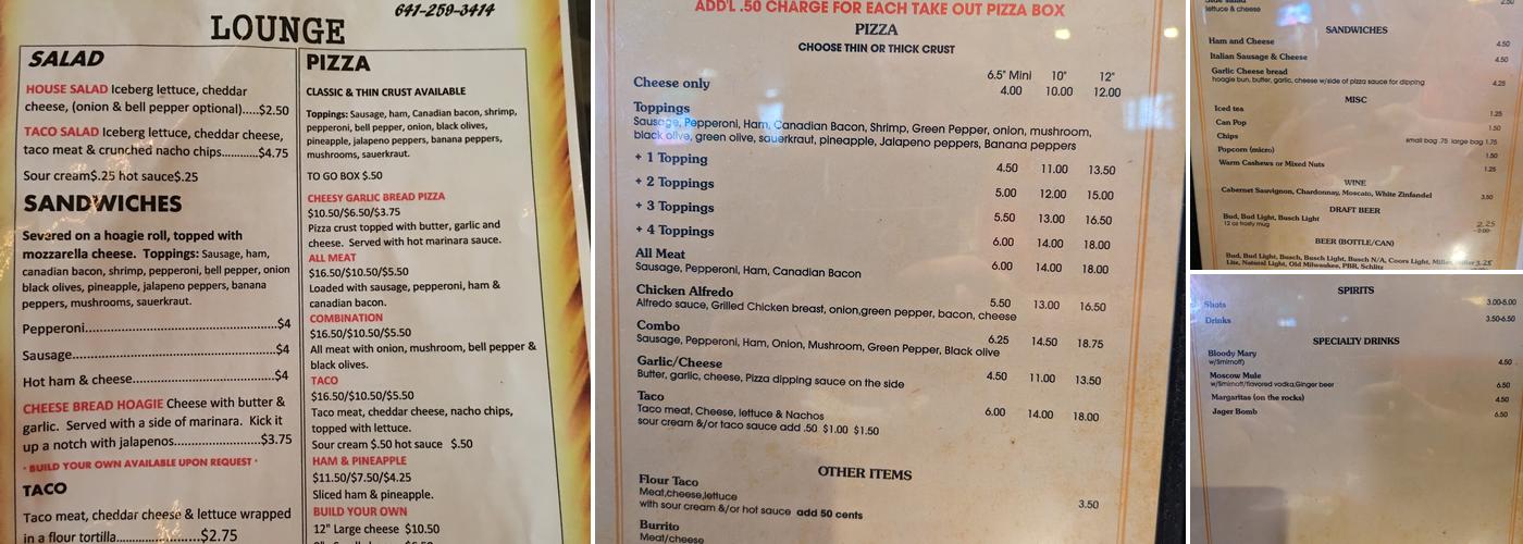 Mike's Lounge Menu