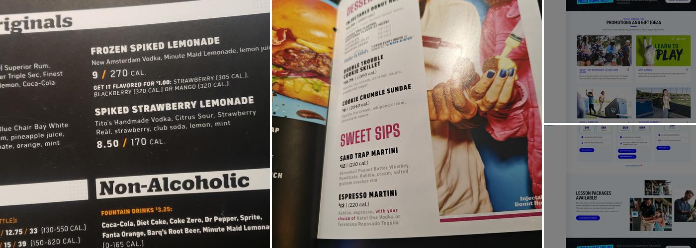 Topgolf Menu