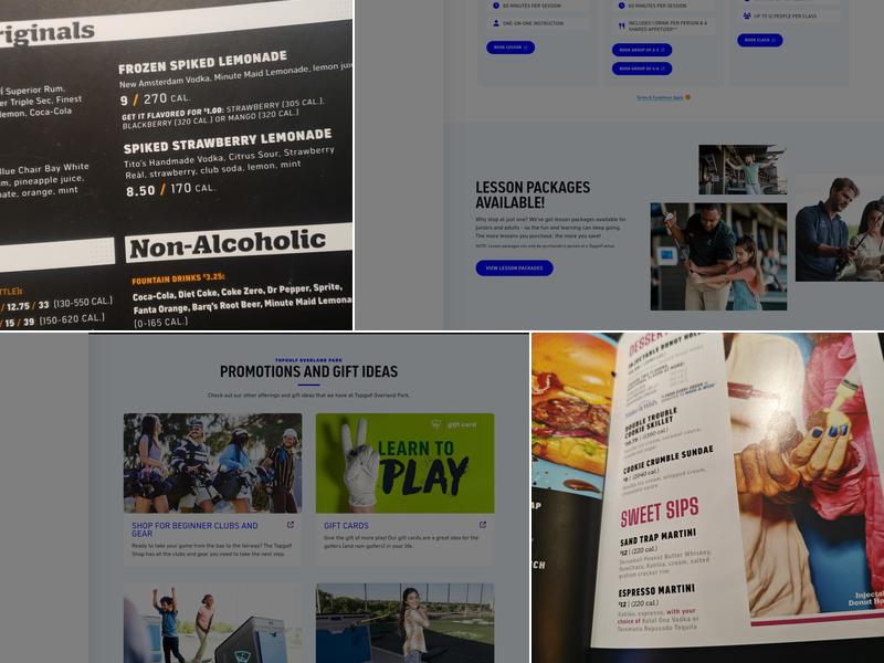 Topgolf Menu