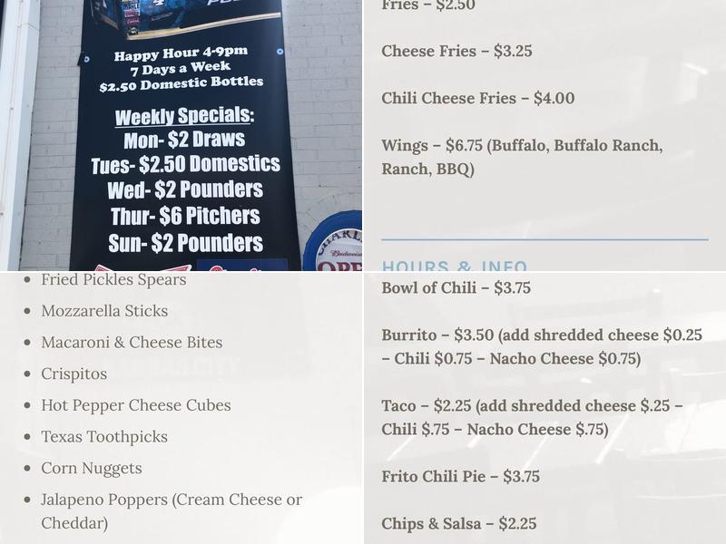 Charlie's Place Menu