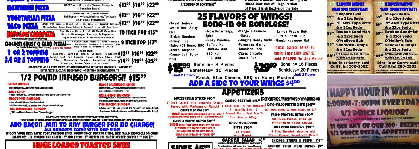 O'Malley's Irish Pub Menu