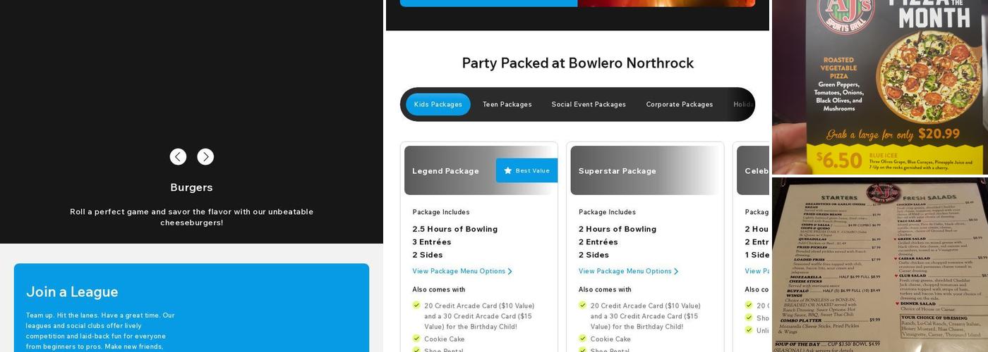 Northrock Bar and Grill Menu