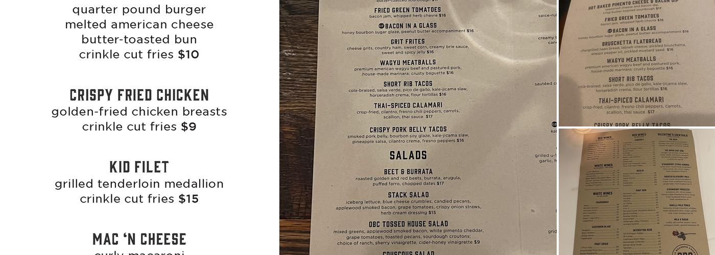 OBC Kitchen Menu