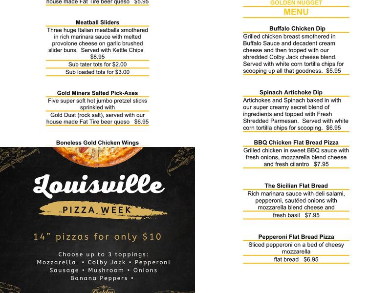 Golden Nugget Menu