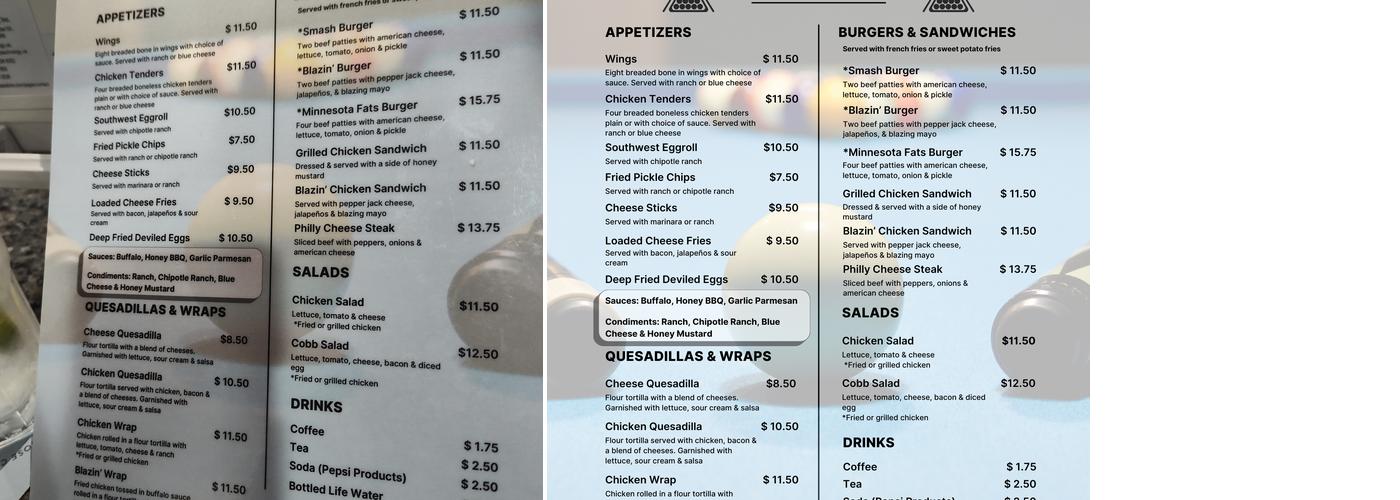 KC's Bar and Grill Menu
