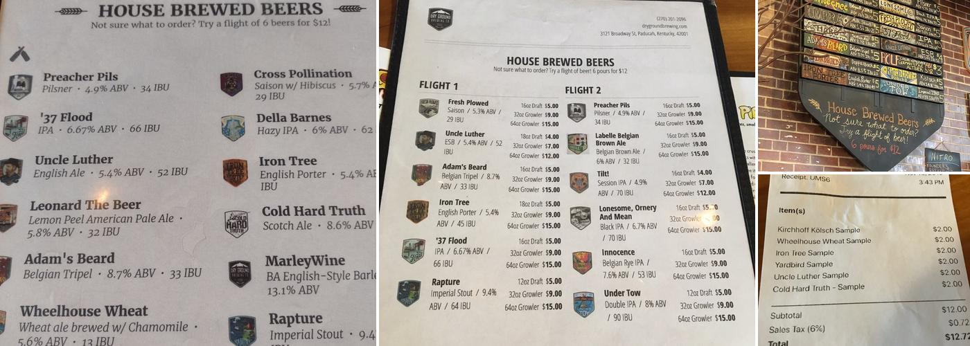 Dry Ground Brewing Company Menu