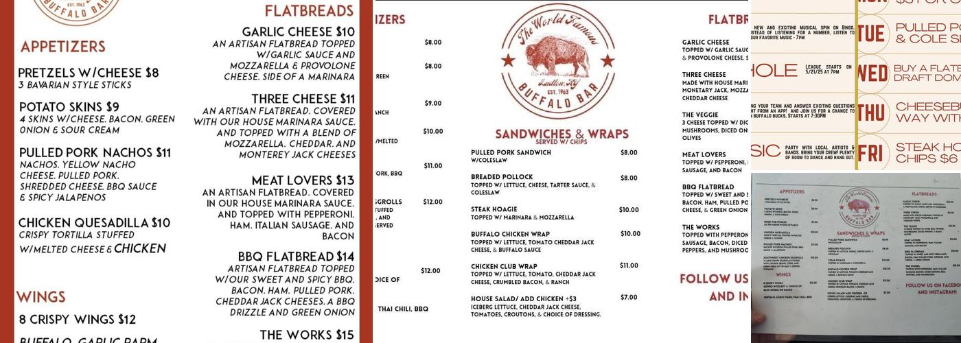 Buffalo Bar Menu
