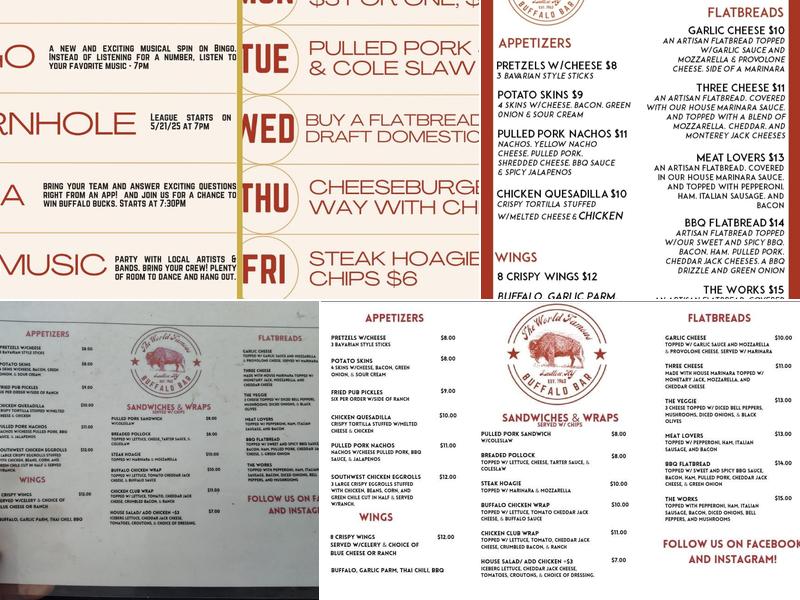 Buffalo Bar Menu
