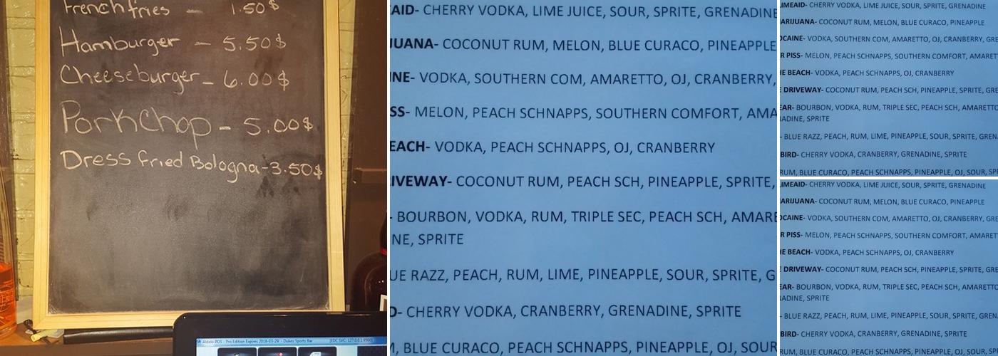 The Deuce Menu