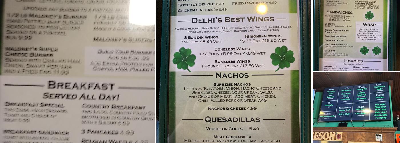 Maloney's Pub Menu