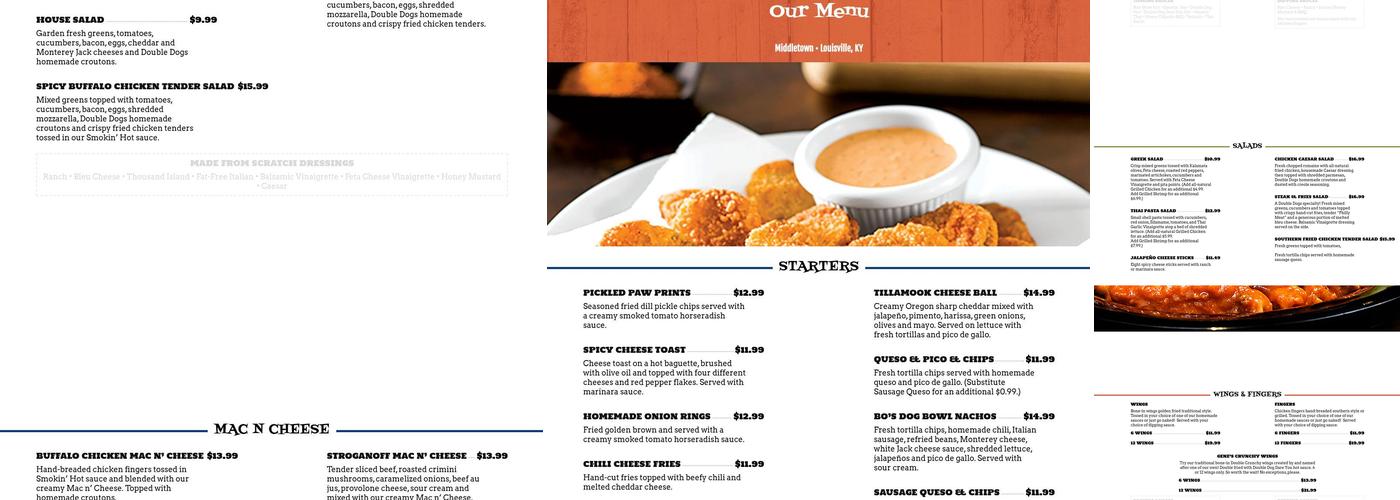 Double Dogs Menu