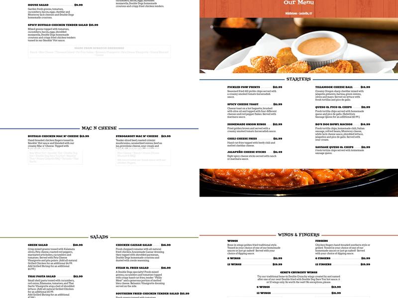 Double Dogs Menu
