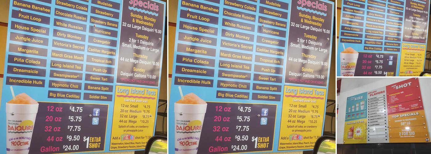 New Orleans Original Daiquiris Menu
