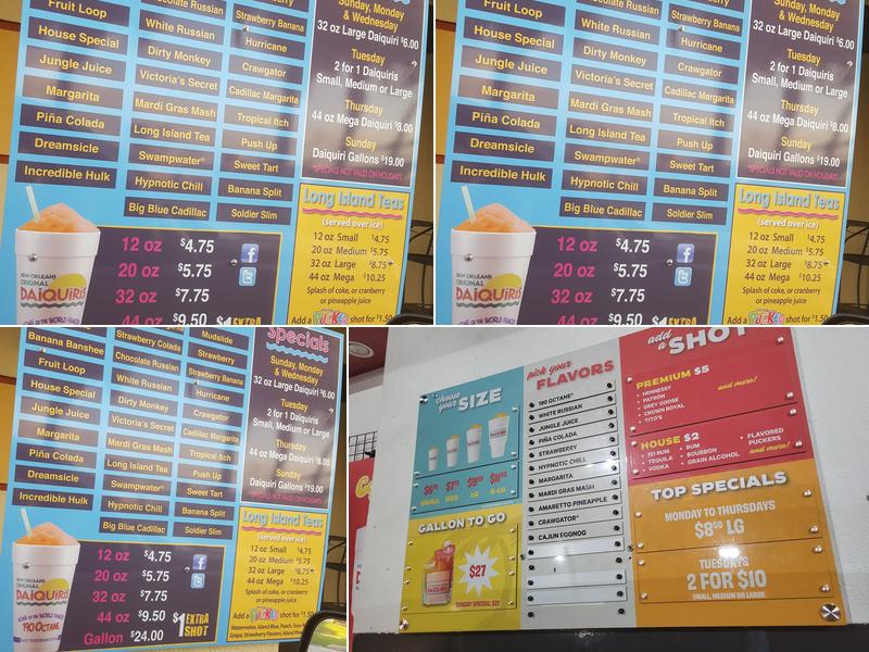 New Orleans Original Daiquiris Menu