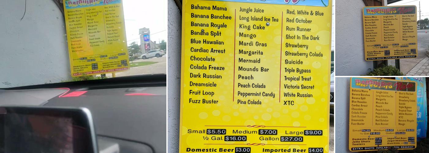 Daiquiris Now Menu