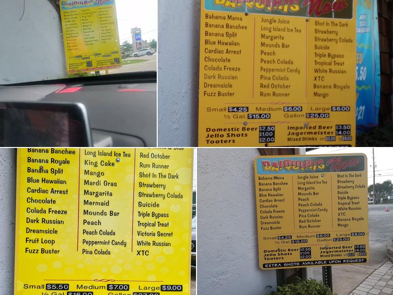 Daiquiris Now Menu