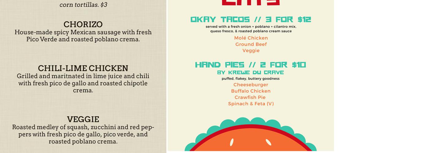 okay bar Menu