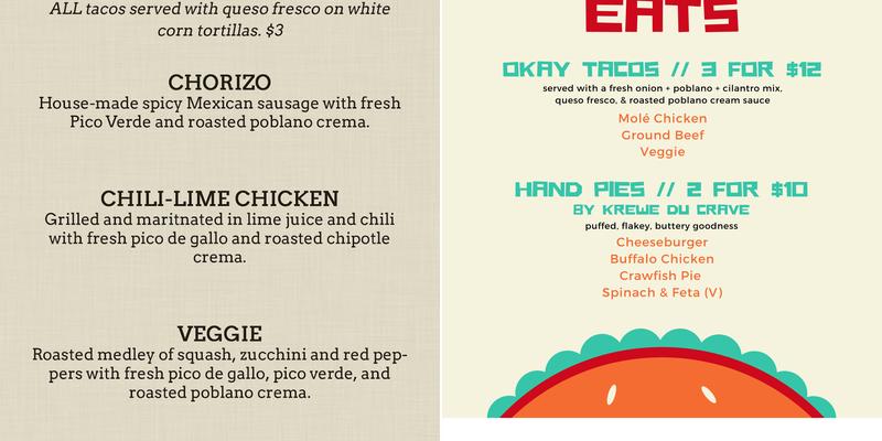 okay bar Menu