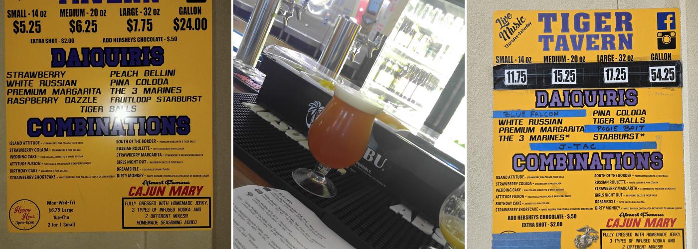 Tiger Tavern Daiquiris Menu